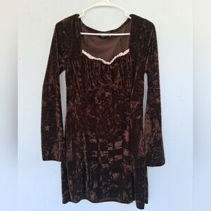 Cider Brown Velvet Midi Dress